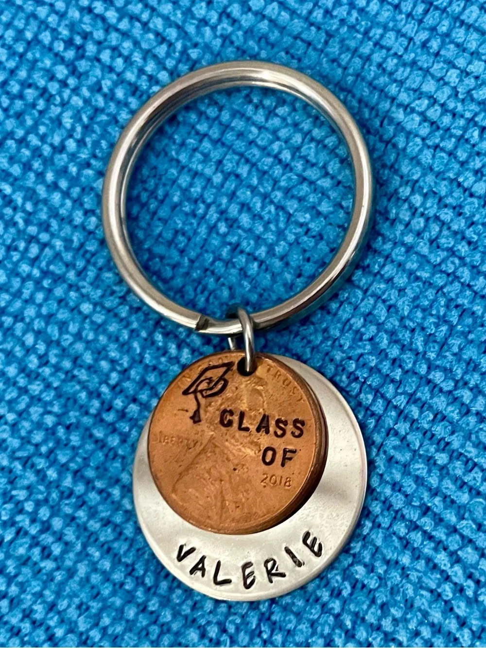 Personalized Class of 2018 Penny Keychain - Valerie - Silver & Copper